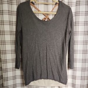 Babaton sweater silk/cashmere size S GREY and IVORY. Sexy Open Back!